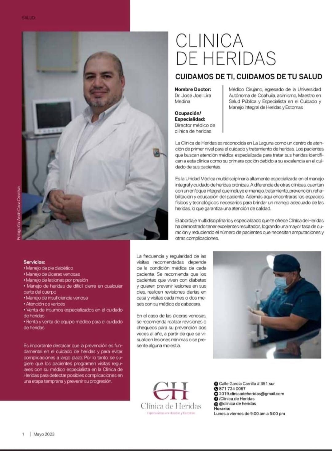 Clínica de Heridas y dirección médica